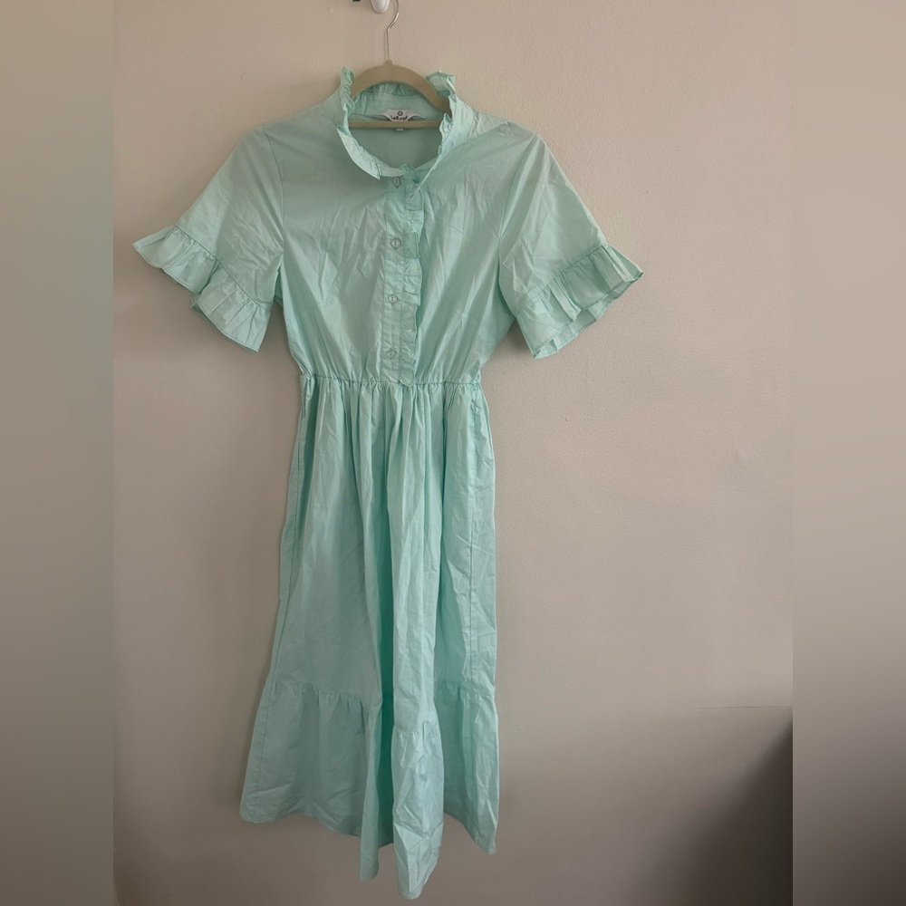 LaRoque Poplin Modi Mint Green Ruffle Sleeve Dress